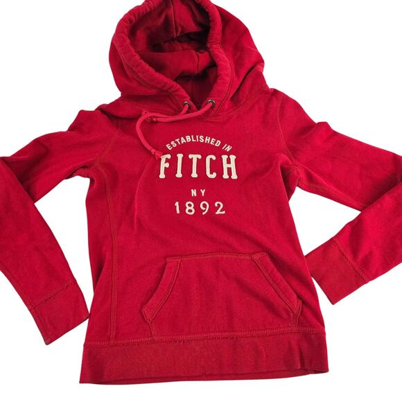 VTG Abercrombie sweater hoodie womens M pocket red 7034 - Picture 1 of 8